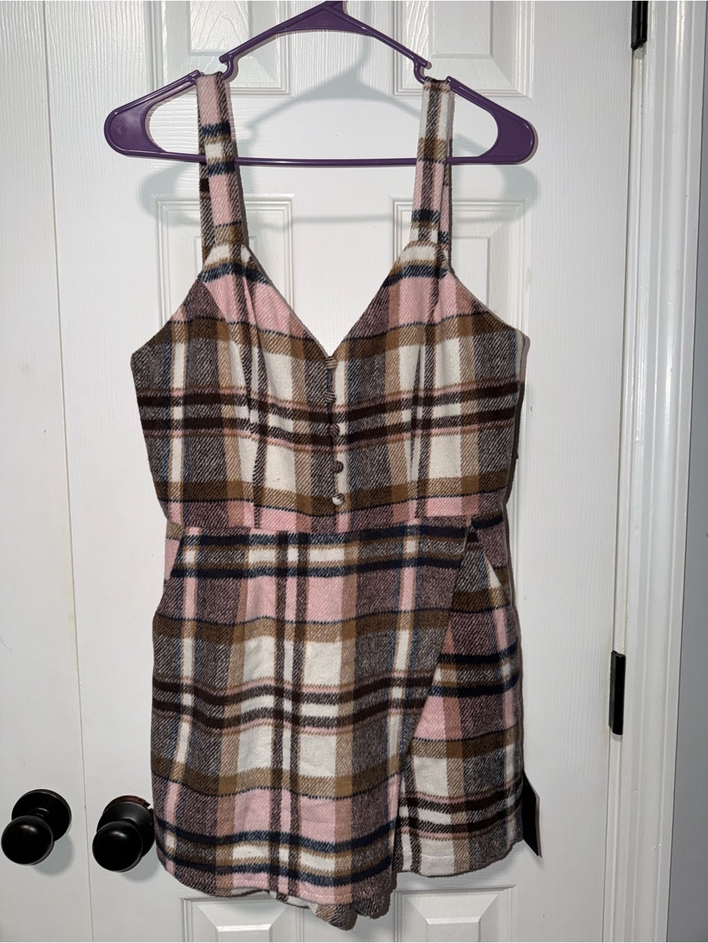 Women’s Plaid romper sleeveless party winter wrap fit flare formal travel sexy